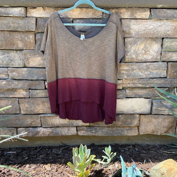 FREE PEOPLE JERSEY COLORBLOCK TEE - Picture 2 of 6